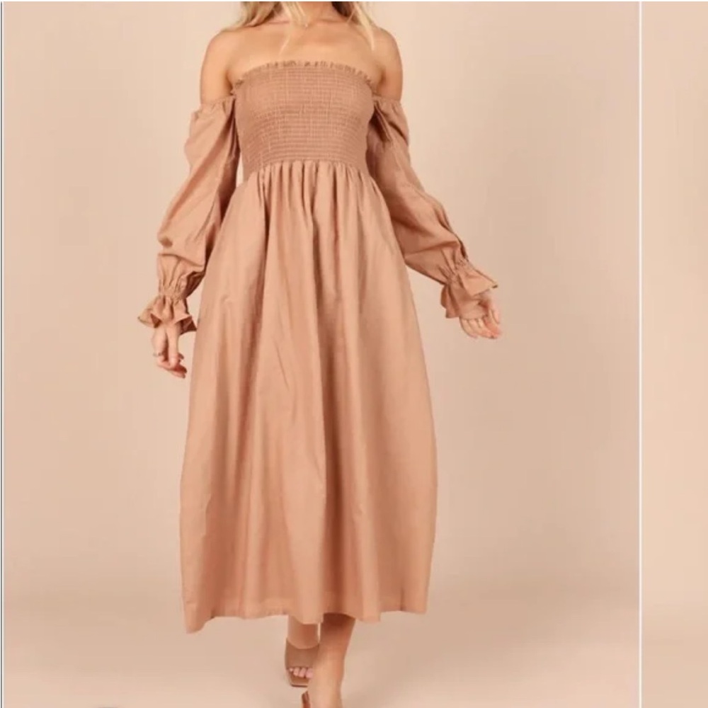 Petal & Pup Tan Long Sleeve Dress